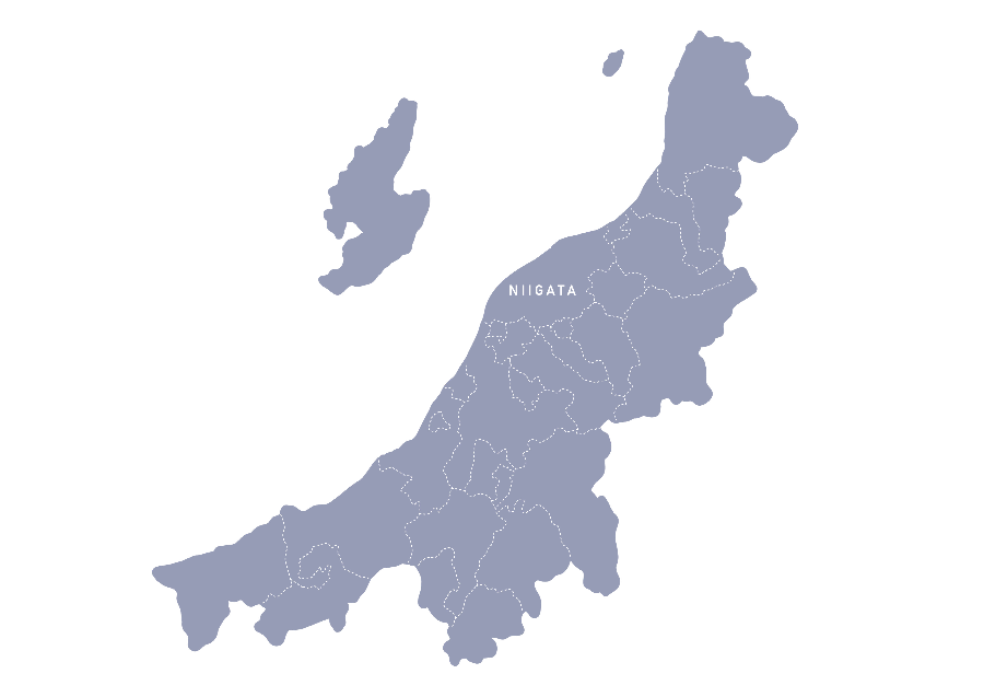 Map of Niigata prefecture with Jōetsu marked on the coast below the Myoko mountains.